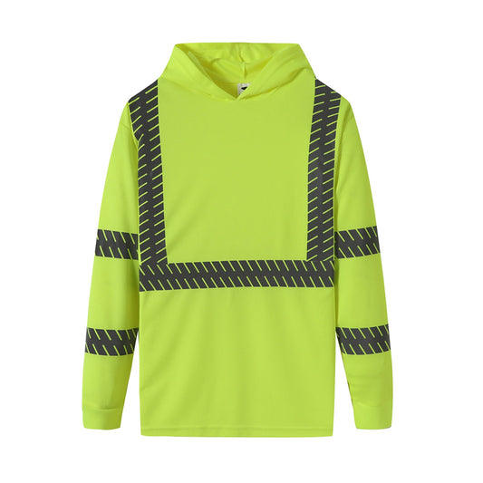 Safety Staggered Reflective Hooded Long Sleeve T Shirts Pro One HD101