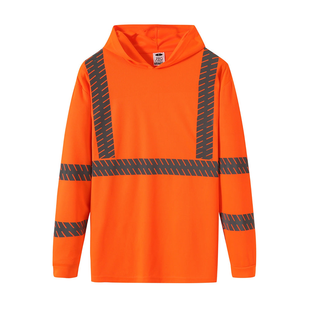 Safety Staggered Reflective Hooded Long Sleeve T Shirts Pro One HD101