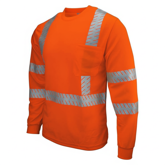 Safety Staggered Reflective Long Sleeve T Shirts LS101